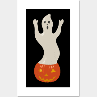 Ghost with Pumpkin Blow Mold Posters and Art